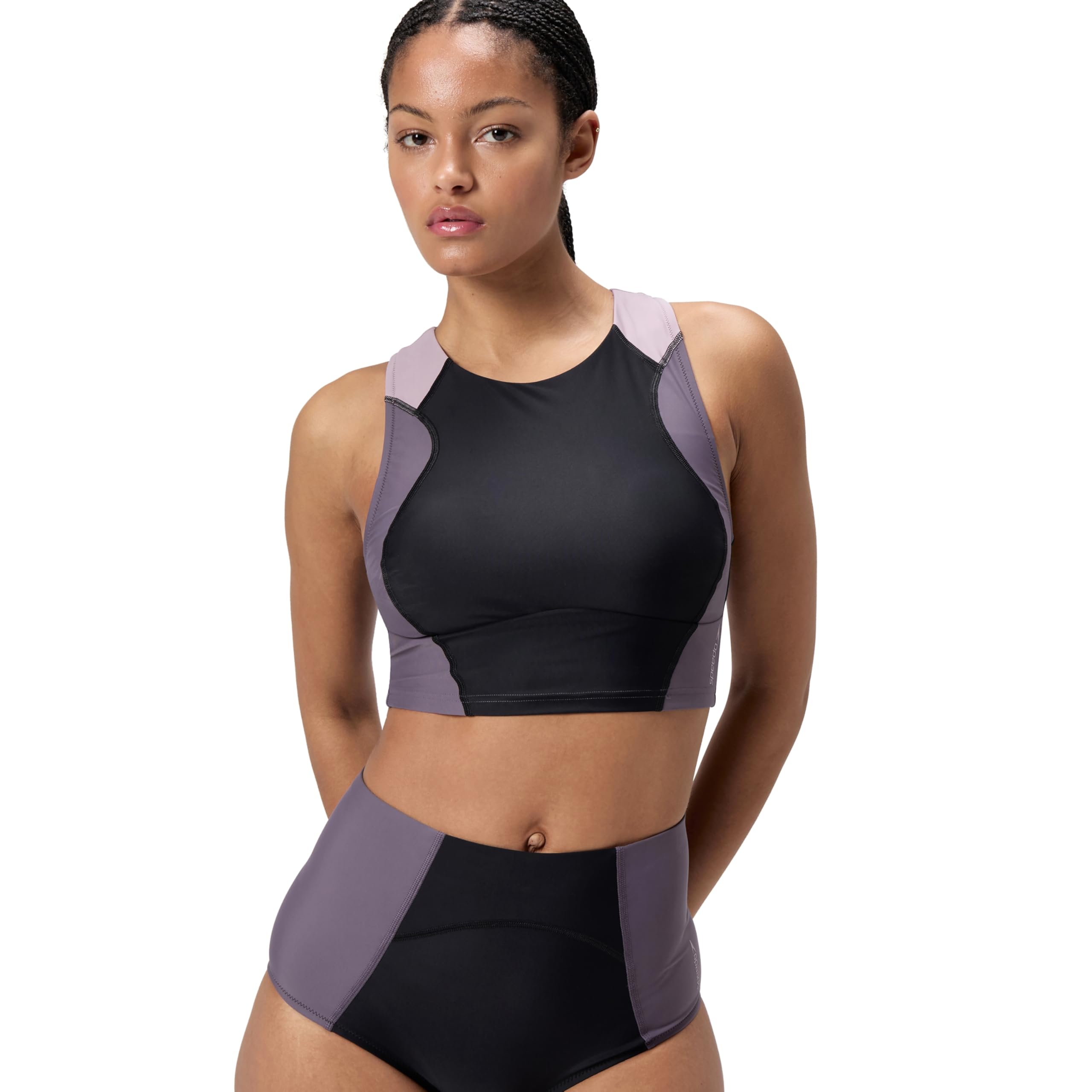 Speedo Women's Ocean Flex Colourblock Sleeveless Swim Shirt Crop